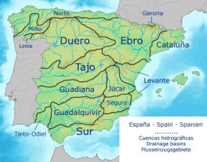 Principais Bacias Hidrográficas da Espanha. Por FDV – Obra do próprio, CC BY-SA 4.0, https://commons.wikimedia.org/w/index.php?curid=3787551