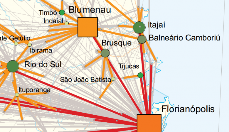 Detalhe de uma porção da Região de Influência da cidade de Florianópolis (SC).