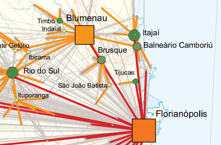 Detalhe de uma porção da Região de Influência da cidade de Florianópolis (SC).